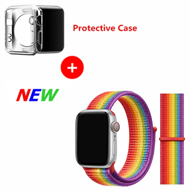 New colorful Ремешок для Apple Watch Series 4 3 2 1 38 мм 42 мм нейлоновый мягкий дышащий браслет сменный ремешок Спортивная петля для iwatch 4 40 мм 44 мм - Цвет ремешка: New colorful