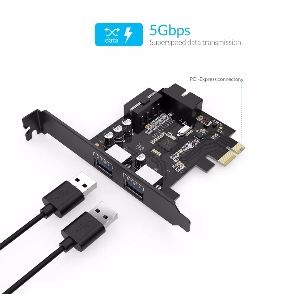 ORICO PVU3-2O2I Desktop 2 Port with VLI chipset USB3.0 PCI Express Card HUB Controller Adapter 15Pin | Компьютеры и офис