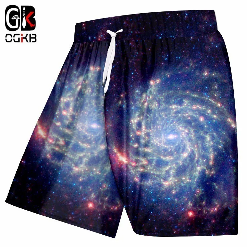 OGKB Men Summer Shorts Sea Beachshorts Print Starry Night 3D Swimmingsuits Board Man Quick Dry Bermuda Trousers 5XL | Мужская одежда
