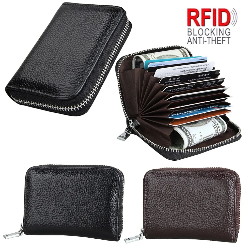 Противокражный кошелек с RFID защитой для мужчин и женщин винтажный кожаный