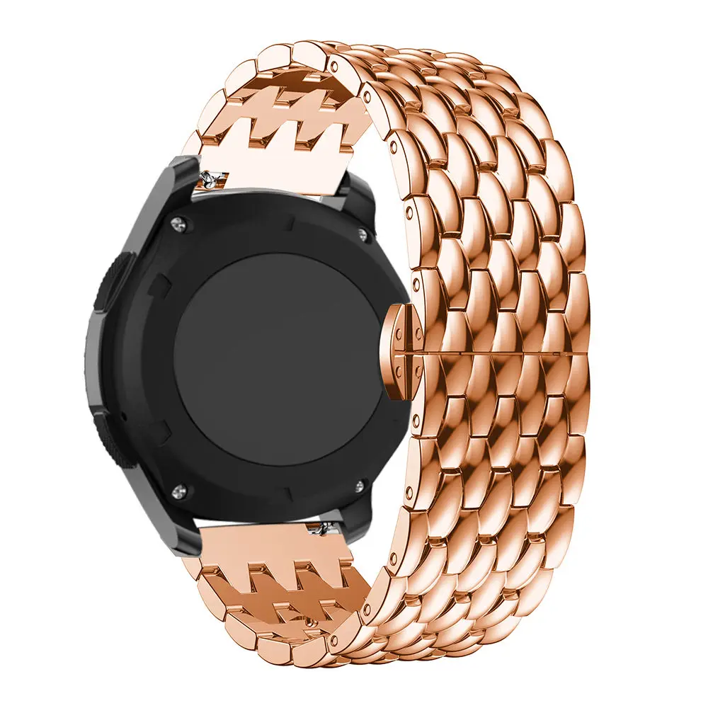 rose gold 22 мм сменный ремешок для наручных часов для samsung Шестерни S3 Frontier/классические Смарт ремешок для наручных часов ковбойская цепь Нержавеющая сталь для Шестерни S3 - Цвет ремешка: rose gold