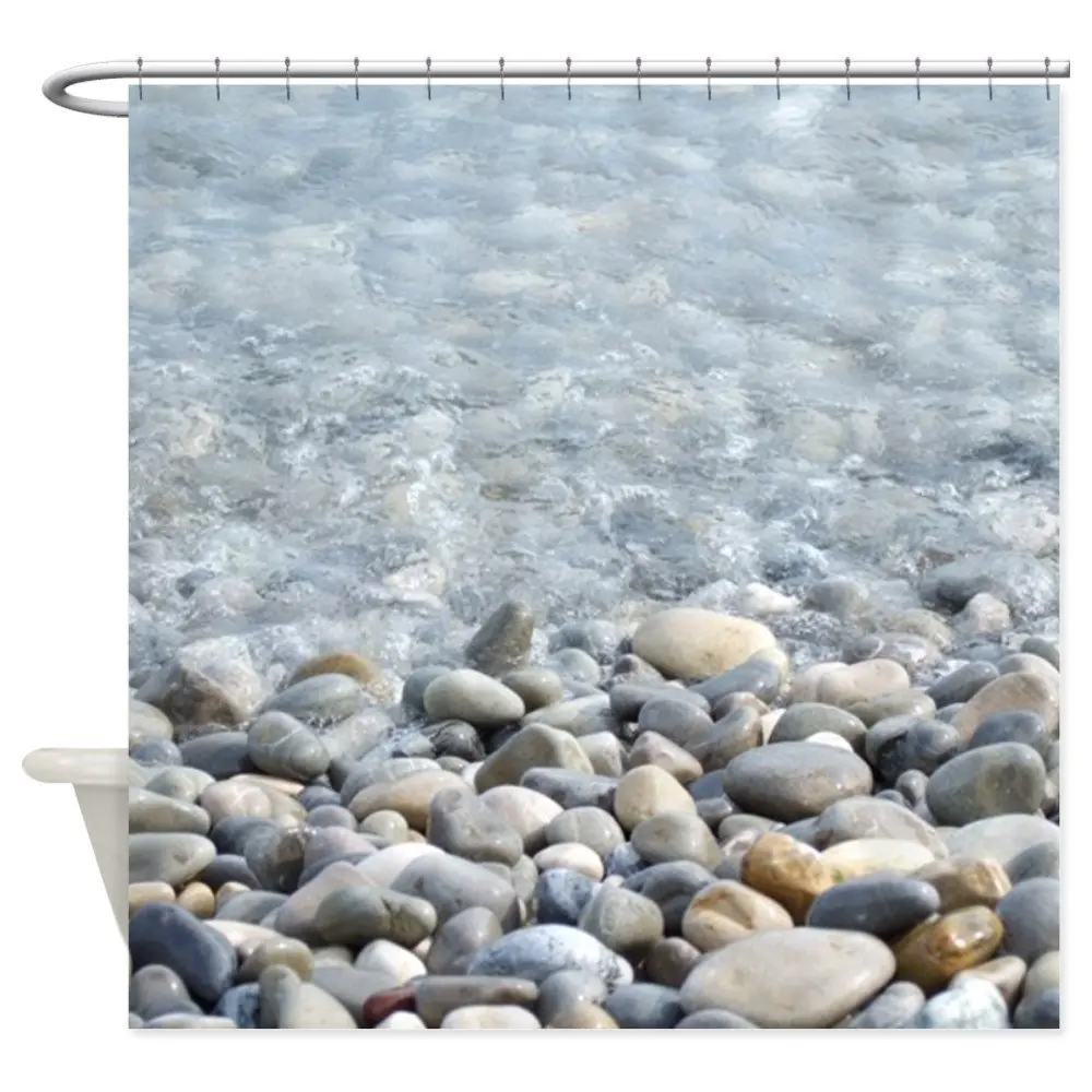 Океанская галька декоративная занавеска для душа Водонепроницаемая полиэфирная