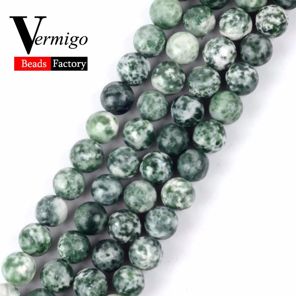 

Wholesale Natural Stone Beads Green Spot Round Loose Beads For Jewelry Making 4 6 8 10 12mm Pick Size Diy Bracelet Necklace