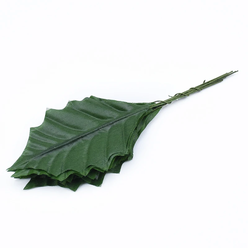 dark green 10 шт., искусственные растения, декоративные цветы, венки, рождественские украшения для дома, свадьбы, сделай сам, скрапбукинг, шелковые листья, искусственные листья - Цвет: dark green