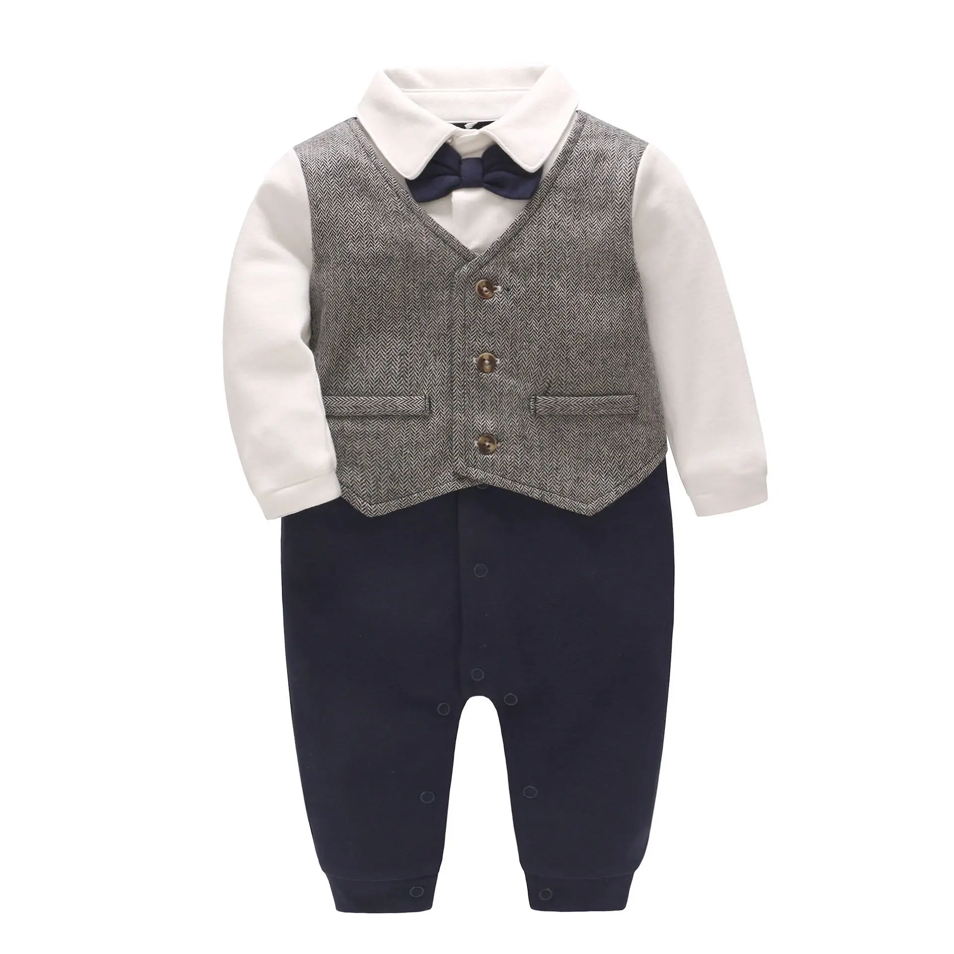

Children's Clothing 2019 Hot Selling Baby Tie Shirt Gentleman Jumpsuit Crawl Suit