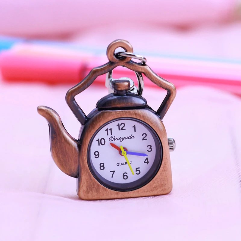 

2018 cyd new famous brand women men children boys girls quartz pocket watches creative teapot bottle fob key chains watches