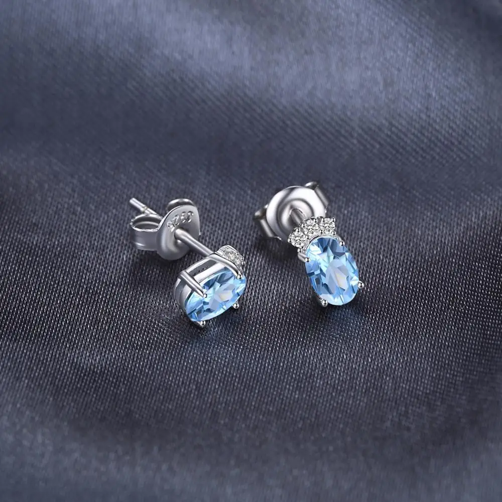 Jewelrypalace классический 1ct овальный Природный Голубой топаз Серьги-гвоздики Твердые стерлингового серебра 925 Красивые ювелирные изделия для Для женщин Интимные аксессуары