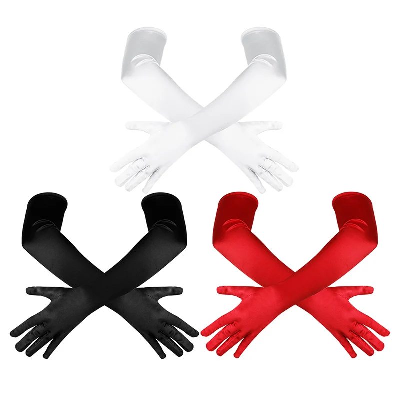 Новое поступление женские атласные длинные перчатки опера карнавал Вечеринка Выпускной Костюм Перчатки Элегантные классические перчатки