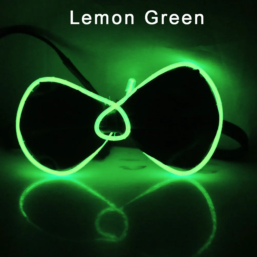 lemon green Светодиодный EL галстук на проволоке, светящийся Неоновый мигающий свет, галстук-бабочка для клуба, косплей, вечеринка, украшение для мужчин и женщин - Цвет: lemon green