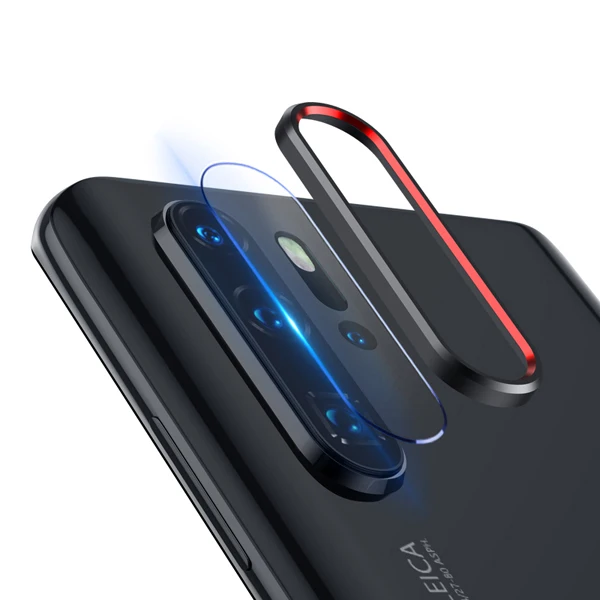 Black Red with Glass Для huawei P30 Pro защита для экрана камеры+ задняя защита объектива Кольцо чехол для huawei P20 Pro задняя 2 в 1 6D закаленное стекло - Цвет: Black Red with Glass