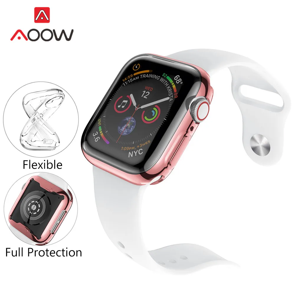 Мягкий прозрачный TPU Экран Защитный чехол для наручных часов Apple Watch 40 мм 44 мм, 38 мм, 42 мм, полное защитное Плакирование крышка ремешок для iwatch на возраст 2, 3, 4