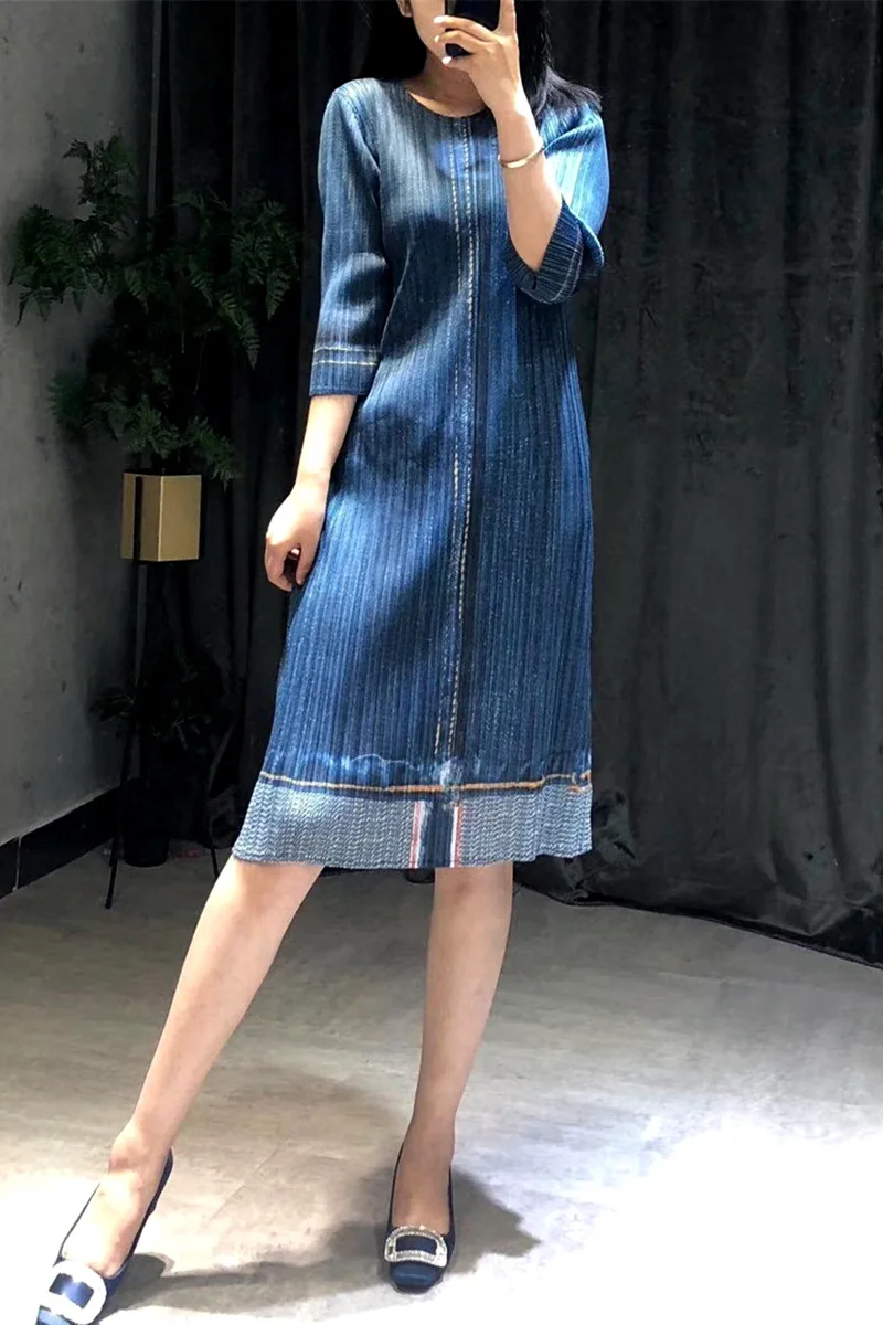 Changpleat 2018 осенние новые женские прямые платья miяка плиссированные Модные