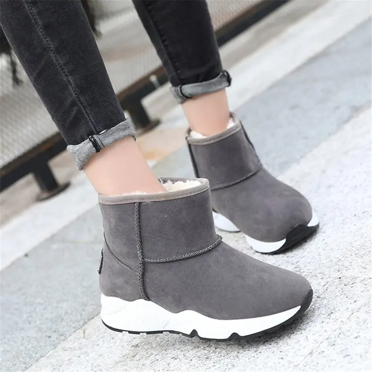 Женские зимние ботинки 2019 теплые на плоской подошве для любой погоды толстой