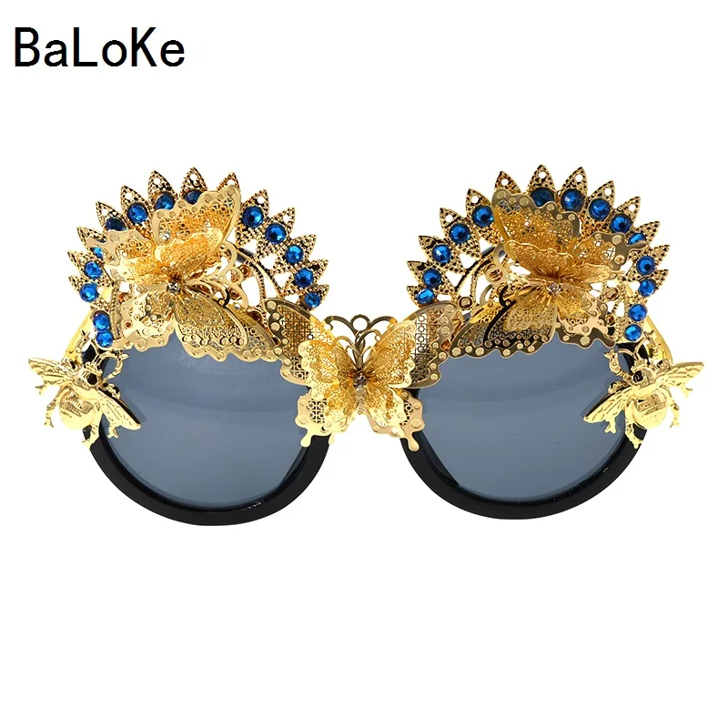 New Brand Baroque Flower Cat Eye Sunglasses Fashion Women Sun Beach Crystals Rhinestones Outdoor Black Gift | Аксессуары для