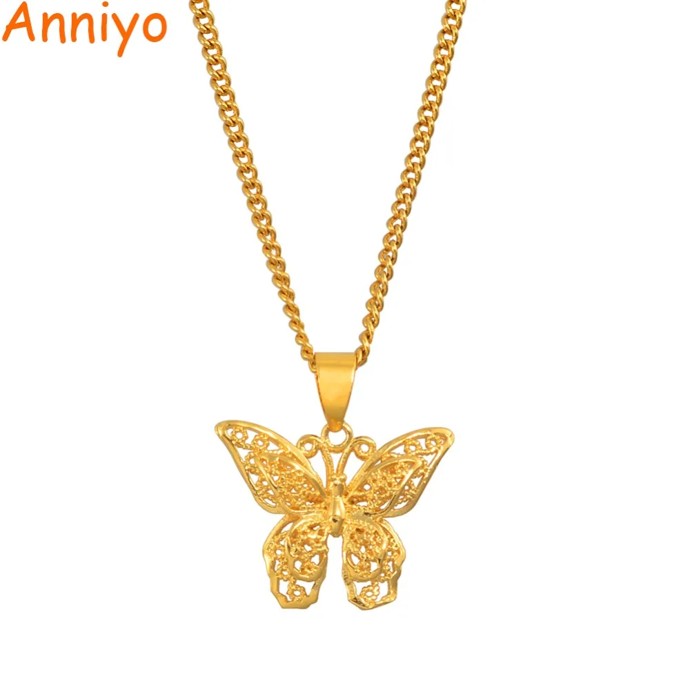 Ожерелье с подвеской бабочкой Anniyo цепочка ожерелья для женщин девушек ювелирные