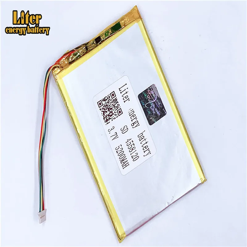 

plug 1.0-5P 4558120 4560120 3.7V 5200mah Tablet PC lipo batteries rechargeable lithium ion polymer