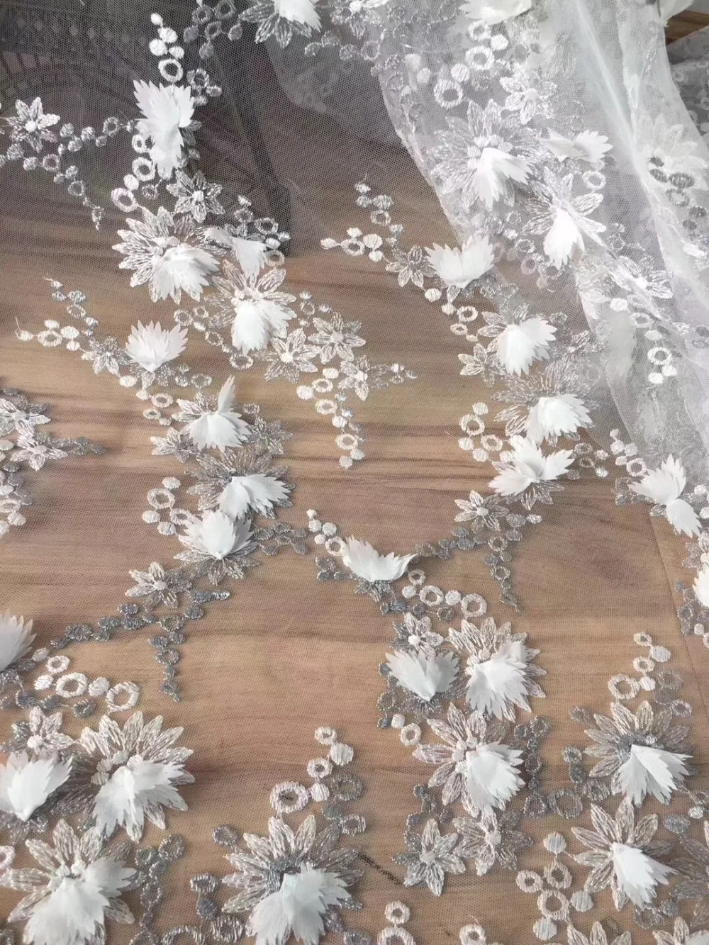 

SYJ-112510 fashionable tulle embroidery french net lace fabric for party dress