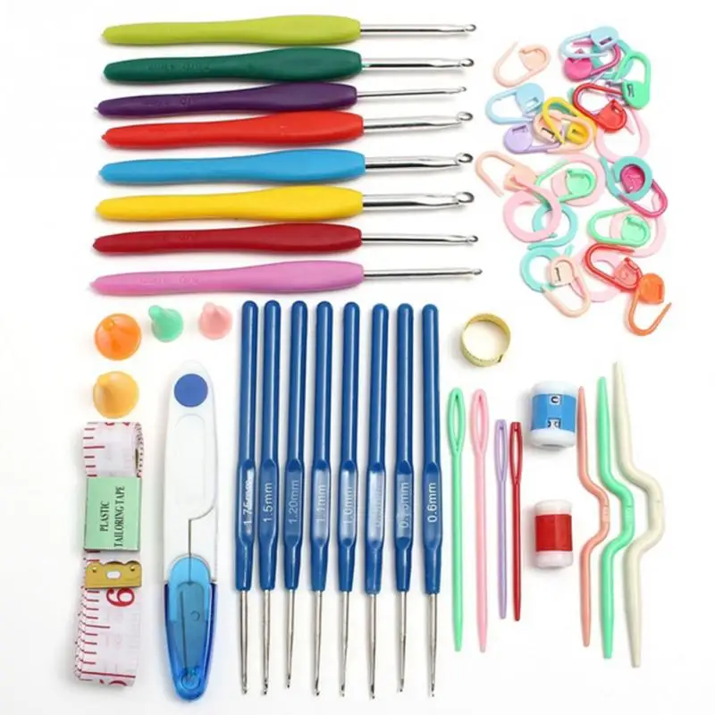 Newest Crochet Latch Curve Needle Mark Hand Knitting Needles Weave Accessories With Case Box Tools Set | Дом и сад