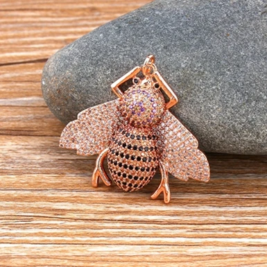 Pendant-Rose Gold Модное золотое ожерелье в виде пчелы для женщин, Европейский и американский стиль, простой кубический цирконий, имитация животного, подвеска, колье, колье, хорошее ювелирное изделие - Окраска металла: Pendant-Rose Gold