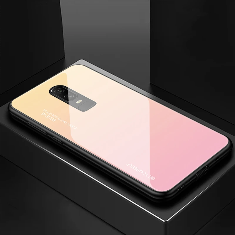 Защитный чехол для OnePlus 6 T 6, градиентный чехол из закаленного стекла one plus 1+ 6 1+ 6 T, чехол на заднюю панель для OnePlus 6 T 7T Pro, чехол для телефона - Цвет: 01