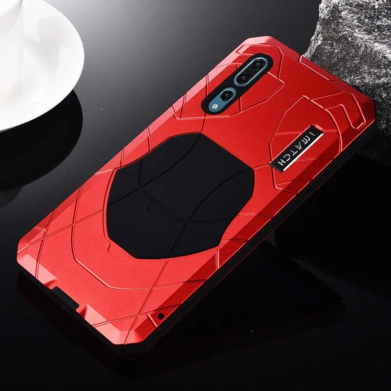 Роскошный уличный IMATCH для huawei P30 P20 Pro Чехол спортивный армейский Тактический противоударный водонепроницаемый металлический и силиконовый чехол для телефона - Цвет: Красный