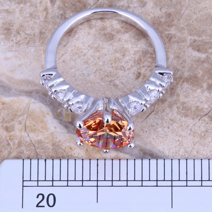 Женское кольцо цвета шампанского Morganite ювелирное изделие с белым фианитом и