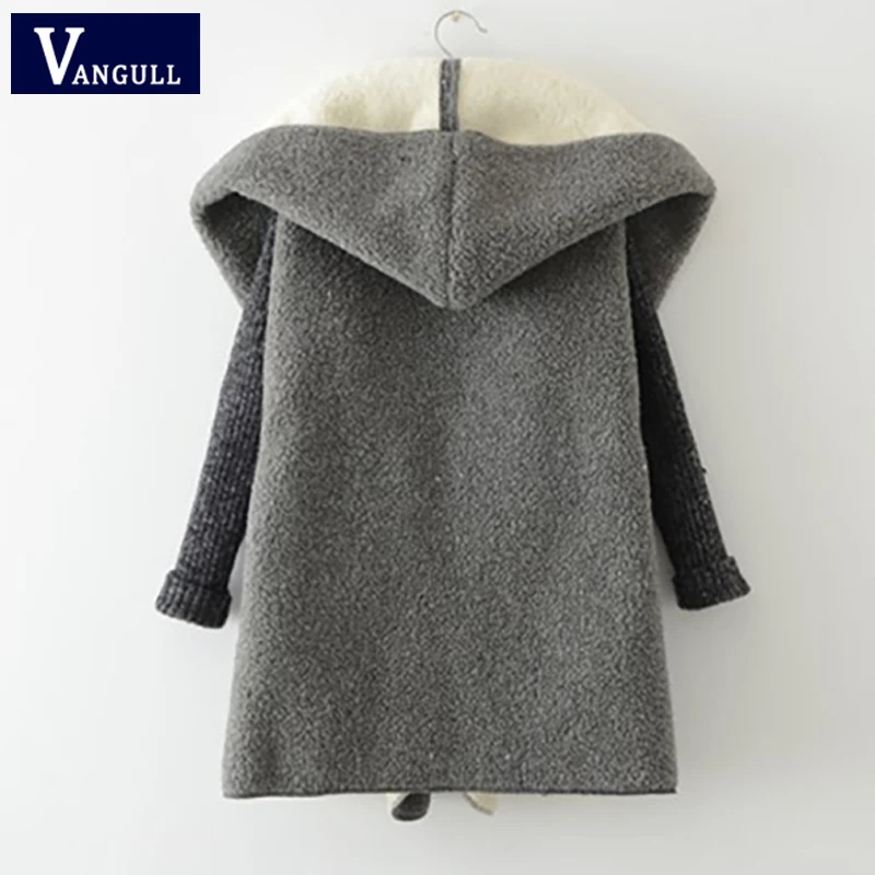 Vangull элегантная женская меховая куртка с капюшоном 2019 зимняя теплая из шерсти