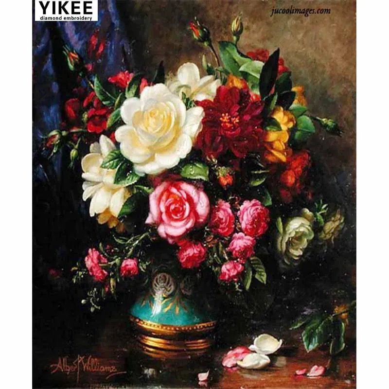 Алмазная вышивка YIKEE цветок пиона крестиком украшение для дома k36 | Дом и сад