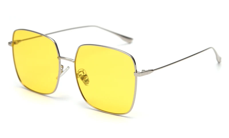 silver with yellow Kachawoo, большие квадратные солнцезащитные очки для женщин, поляризационные, золотые, металлические, модные, золотые, мужские, солнцезащитные очки для женщин, зеркальные, унисекс, очки - Цвет линз: silver with yellow
