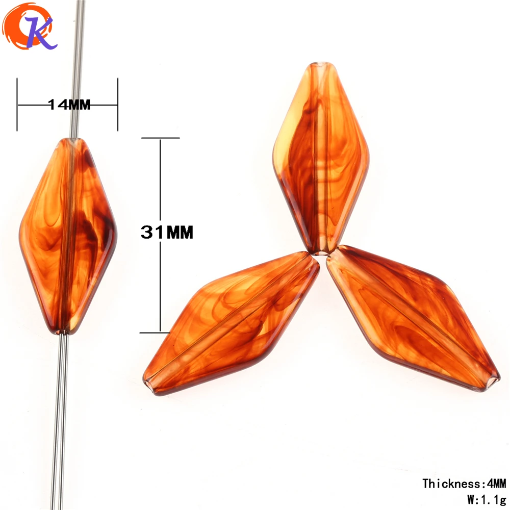 

Cordial Design 14x31mm 430pcs/lot (Design As Shown) Acrylic Imitation "AmberEffect" Rhombus Beads For Hand Made Jewelry DIY