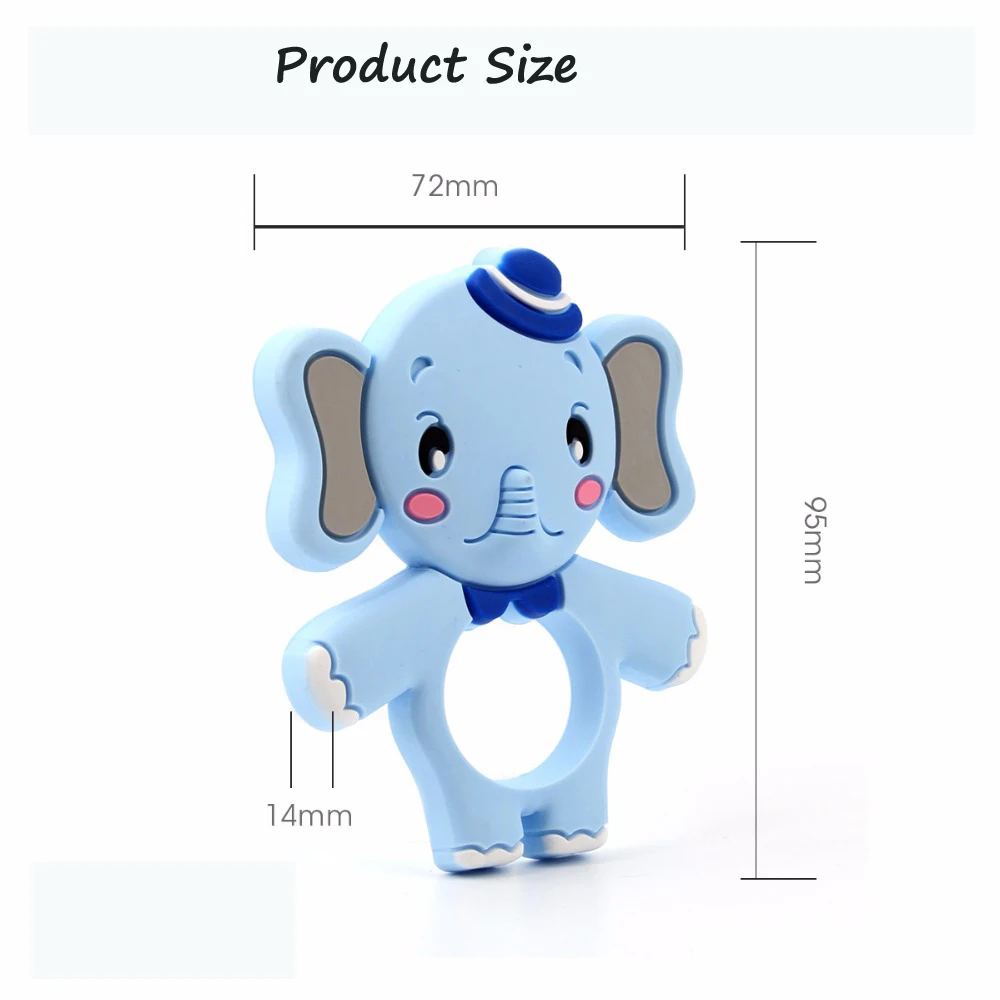 Silicone Baby Teether Elephant 5pcs Bpa Free Infant Pendant Necklace Food Grade Jewelry Teething Chew Toy Pacifier Clip Animal | Мать и