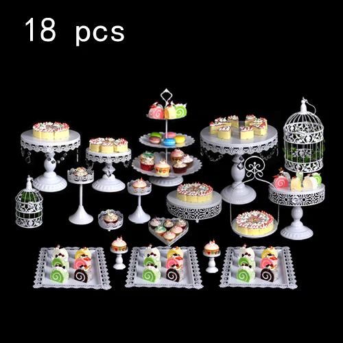 white 18pcs 7/комплект из белого золота со стразами и жемчугом; металлическая, для подставки для пирожных кекс десерт части стойки держателя вечерние свадебные украшения стола для банкета - Цвет: white 18pcs