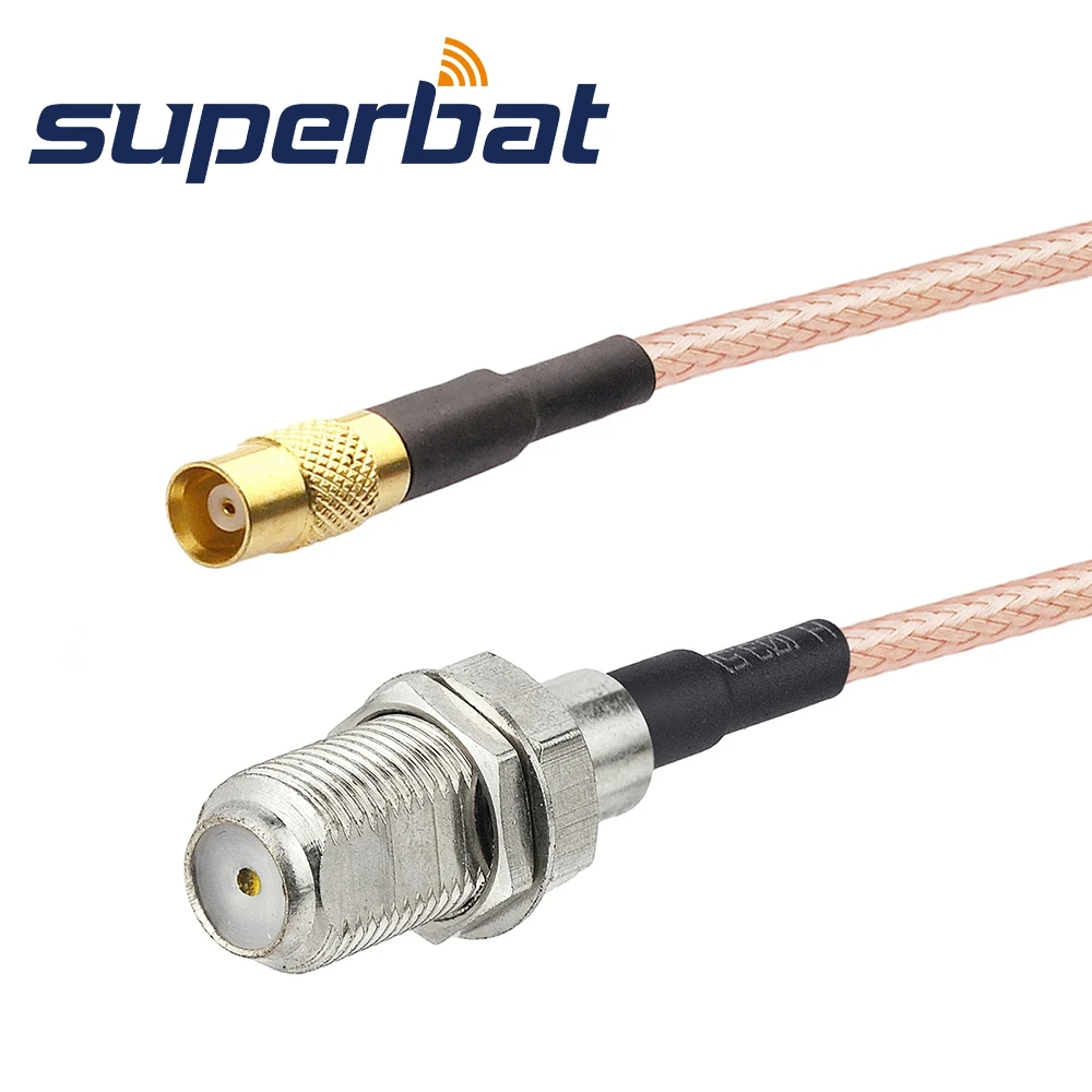 Supetbat MCX Female Straight to F Jack Bulkhead Straight Pigtail Cable RG316 15cm