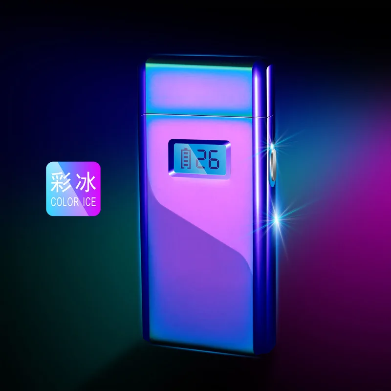 Multicolor Новейший светодиодный usb-прикуриватель с цифровым дисплеем, металлическая плазменная зажигалка с двойной дугой, Ветроустойчивая перезаряжаемая электрическая зажигалка, мужские подарки - Цвет: Multicolor