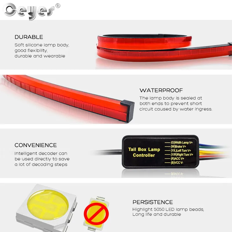 Ceyes 90 см стайлинга автомобилей высокого тормоз светодиодные Предупреждение
