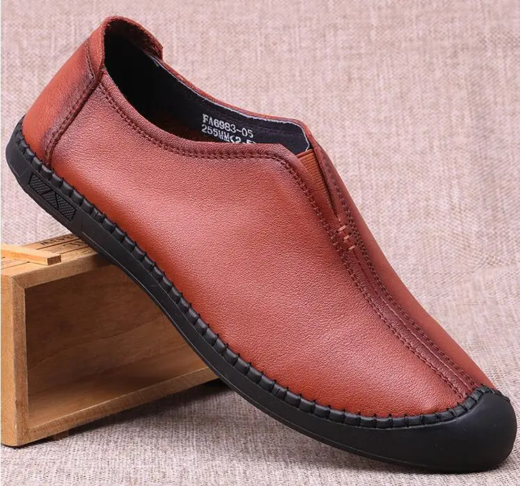 Весенняя Мужская обувь Кожаная повседневная с мягкой подошвой Нескользящая
