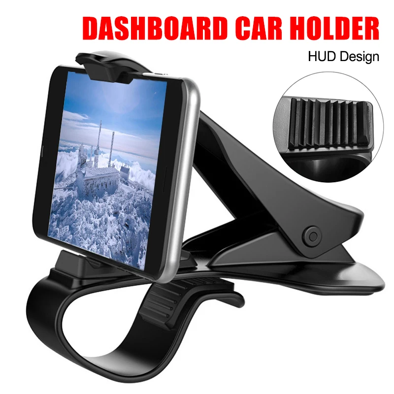 

HUD Car Phone Holder Stand Adjustable Clip Car Soft Anti Slip Mobile Phone Holder GPS Bracket For iPhone Samsung Huawei