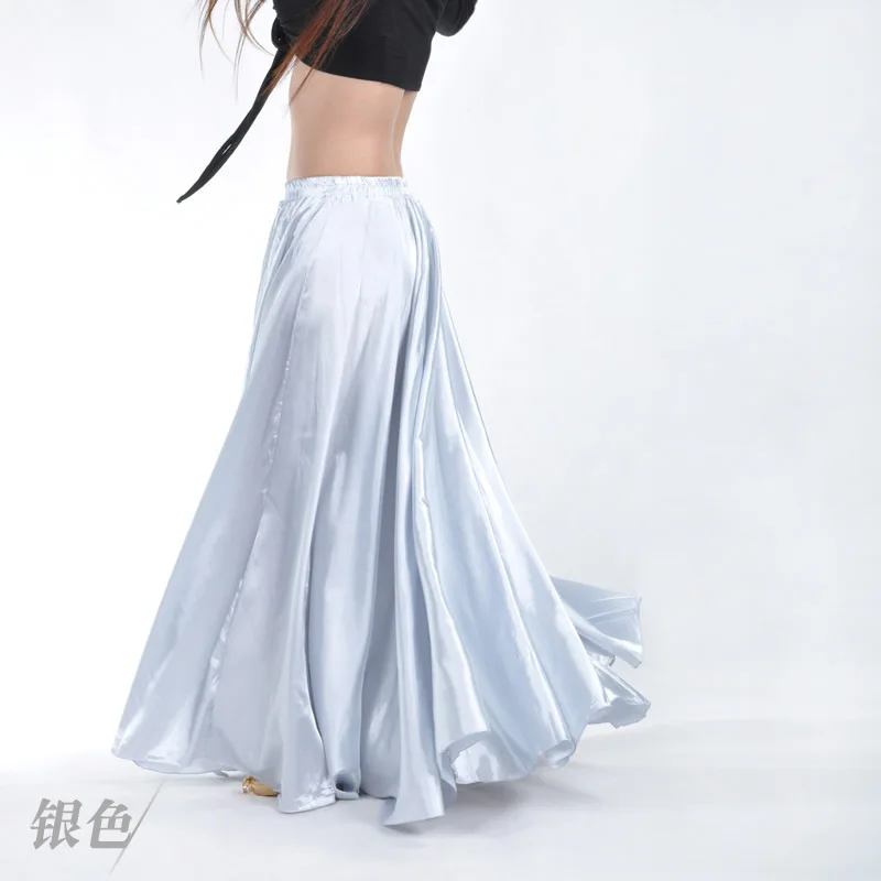 Wholesale Satin Belly Dance Skirt for Women Cheap Belly Dancing Costume Skirts on Sale Women Dance Dress LD010 - Цвет: Silver