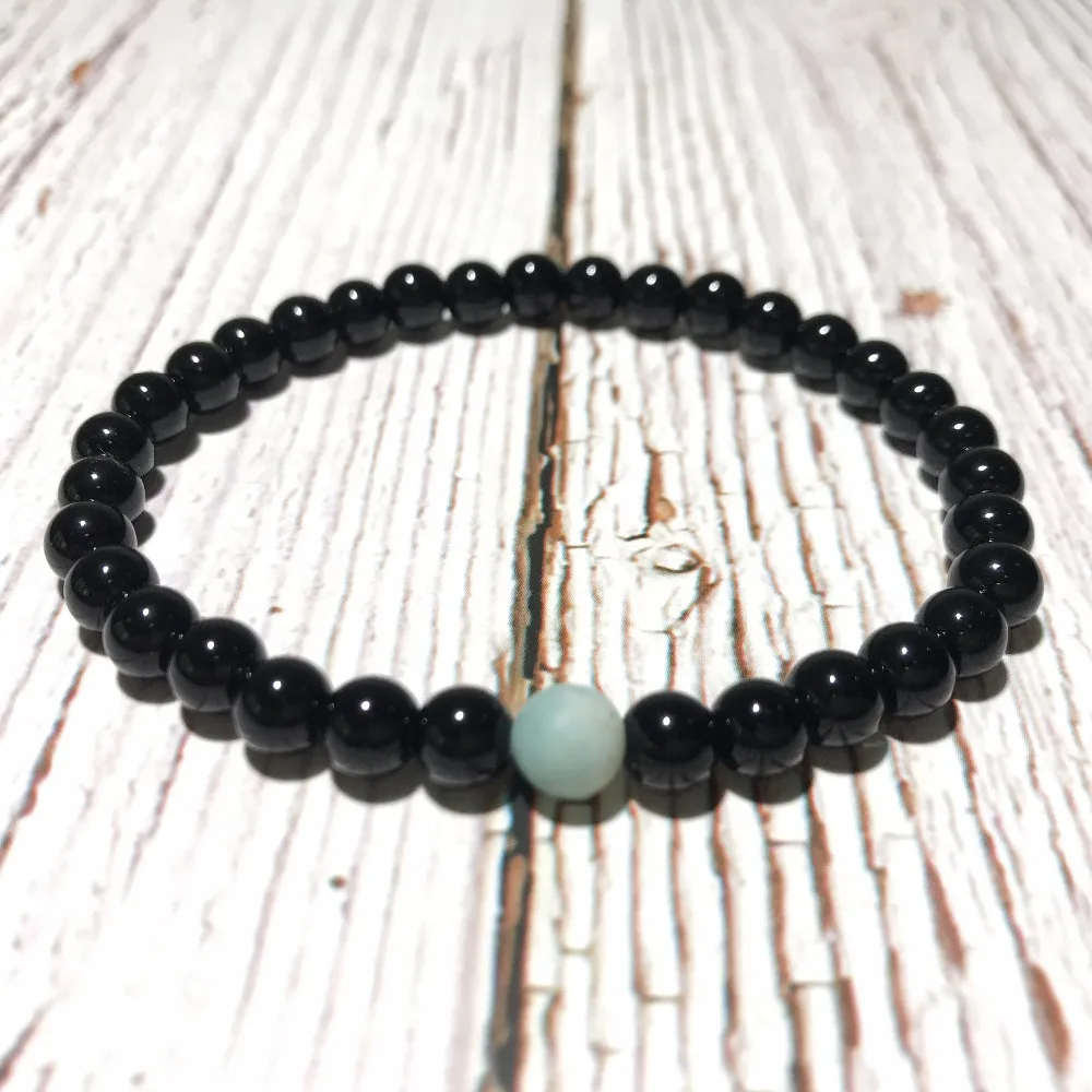 Браслет из натурального черного оникса матовый амазонита модные мужские
