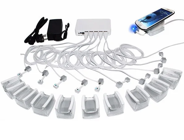 Android wire w stand 10 портов противоугонная система безопасности дисплей Мобильный розничный магазин защита датчики сигнализации для Iphone/huawei/samsung/Vivo/Oppo - Цвет: Android wire w stand