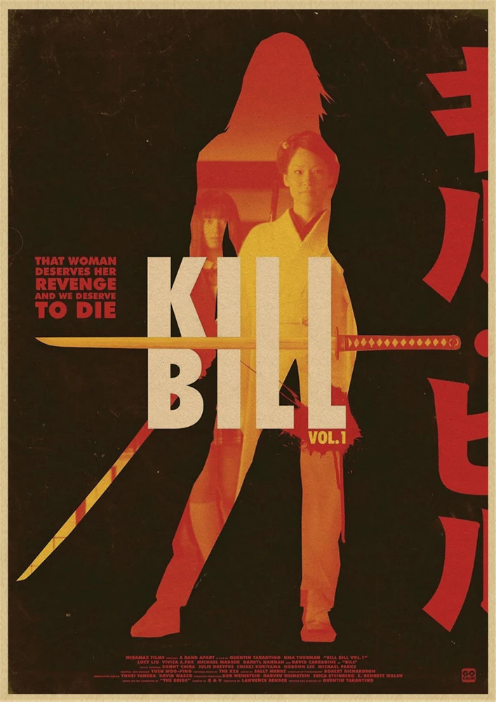 Kill Bill Vol.1 классический Квентин фильм крафт-бумага постер для бара/Кафе Ретро плакат декоративной живописи - Цвет: Небесно-голубой