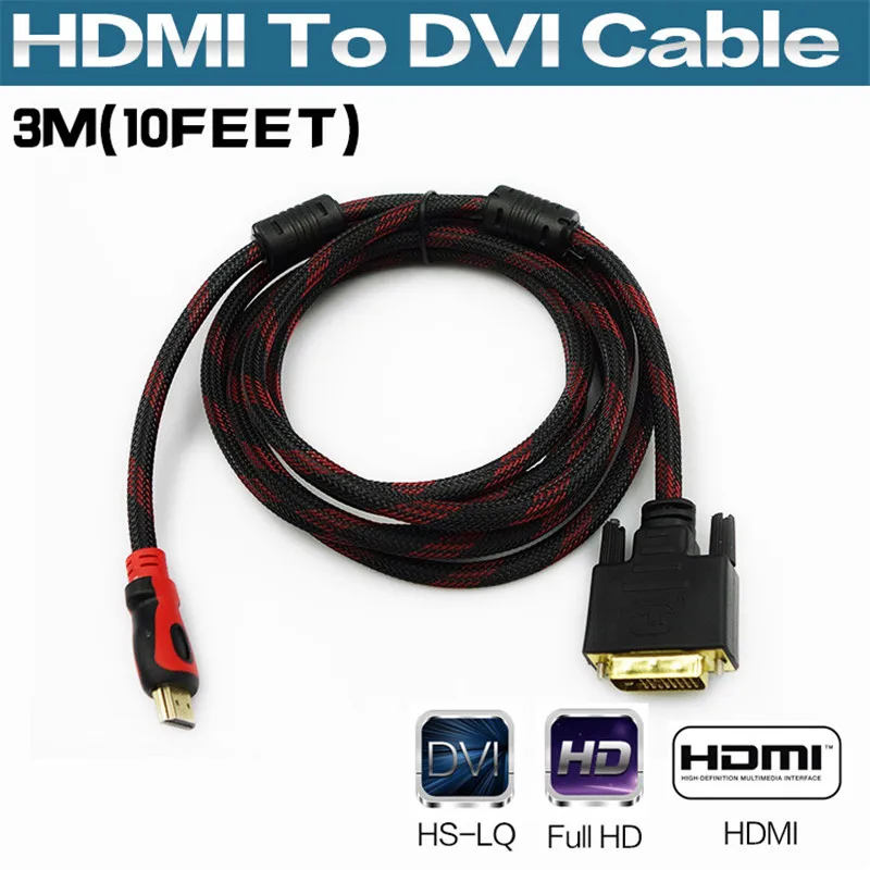 Позолоченный Кабель HDMI к DVI 24 + 1 Разъем Адаптер конвертер 1.5 м 3 5 Micro usb кабель Для 1080