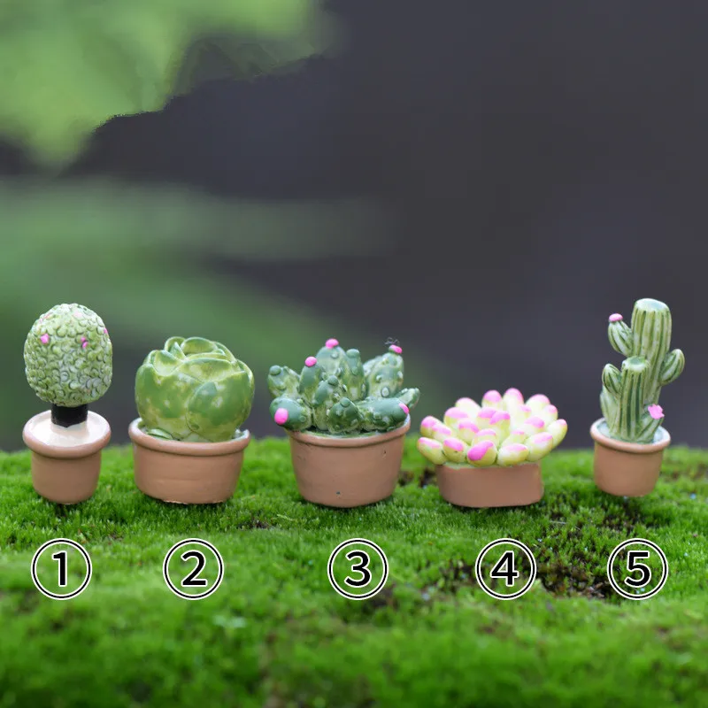 

5Pcs/lot Miniature Simulation Succulent Plants Decoration DIY Resin Crafts Fairy Garden Miniatures Ornaments Terrarium Figurines