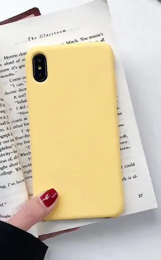 Официальный стиль жидкий силиконовый чехол для Apple iPhone X Xs чехол для MAX XR чехол s для iPhone 7 8 Plus 6 6s 5S без логотипа - Цвет: Yellow