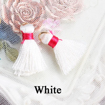 White 50 шт./лот, l23мм, мини, маленькая нить, полиэстер, шелк, кисточки, разноцветные шармы, для рукоделия, серьги, Богемия, ювелирное изделие, бахрома, поставки - Цвет: White