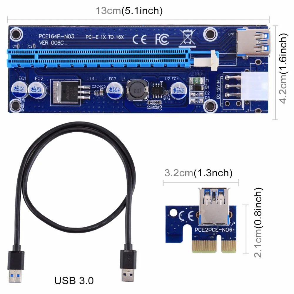 USB 3 0 PCI-E Express 1 удлинитель адаптер для карты 6 Pin кабель питания подходит 1x 4x 8x 16x