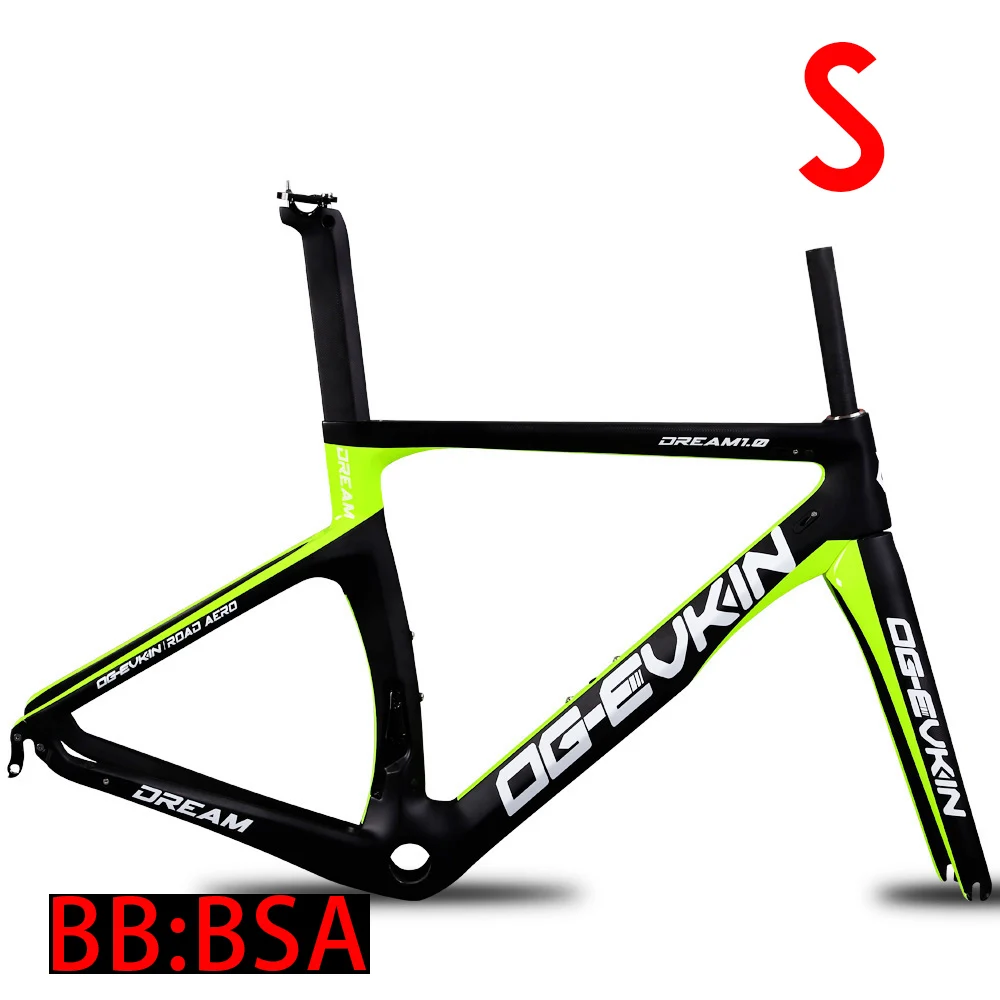 S BSA UD GREEN T1000 углеродный шоссейный велосипед кадр UD BSA велосипедная углеродная рама дорожного движения Di2 и механизм XXS XS S M L комплект 1-1/8» 1-1/" OG-EVKIN - Цвет: S BSA UD GREEN