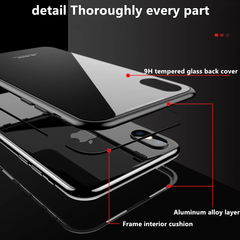 Роскошный Металлический Магнитный защитный чехол для iPhone X XS MAX XR 6 S 7 8 плюс 360