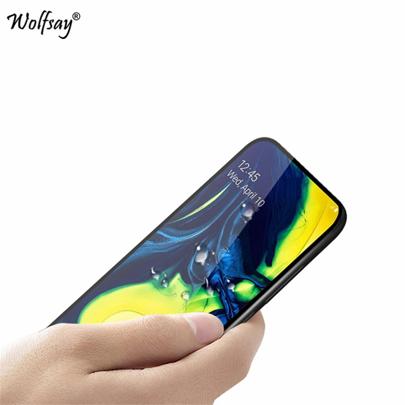 Protector de pantalla de vidrio templado para Samsung Galaxy A80, pel&iacute;cula de pegamento completo para Samsung Galaxy A80, 2 unidades-2