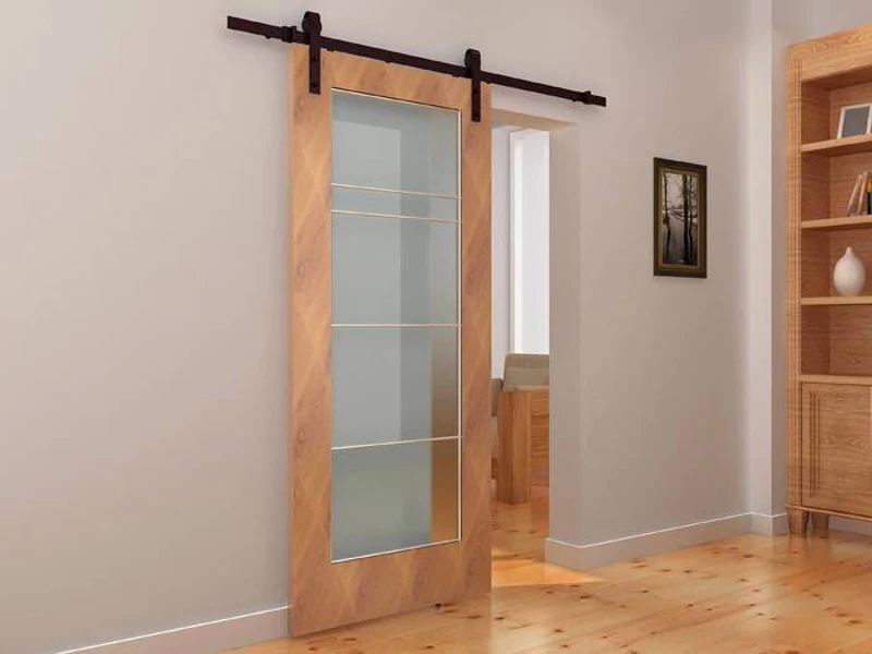 Современный сатиновый раздвижной сарай из нержавеющей стали деревянная дверь